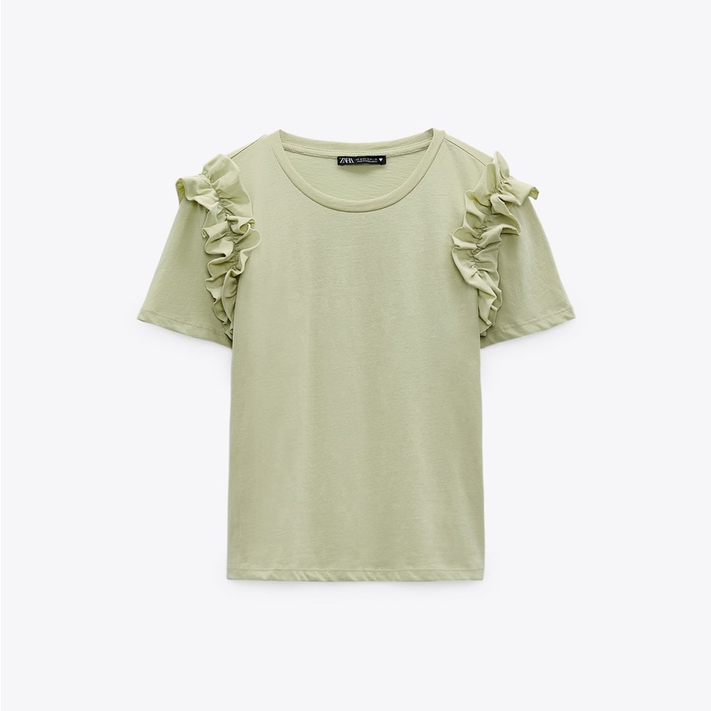 Zara RUFFLED T-SHIRT
